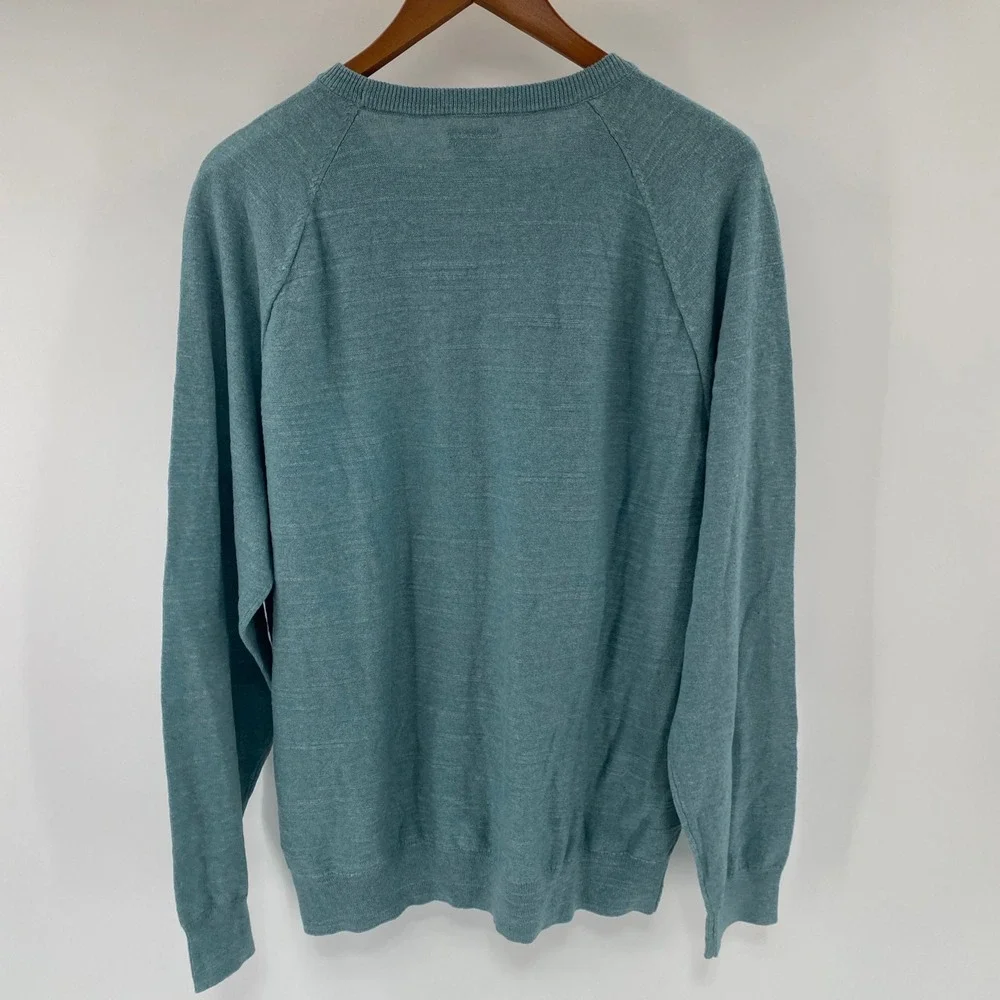 NEW‎ J.Crew Cotton Crewneck Sweater Mens XL Teal Re-Imagined Raglan Classic